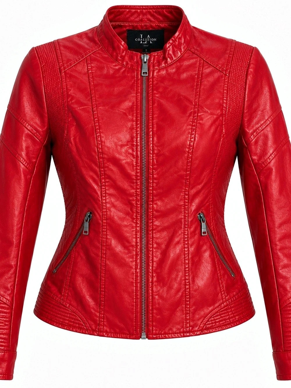 Coalition Women's Red Zip Front Moto Jacket New with Tags